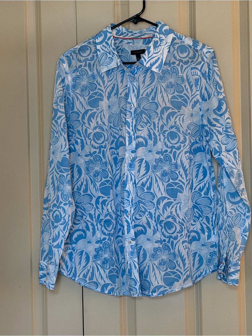 Talbots Blue and White Floral Print Shirt